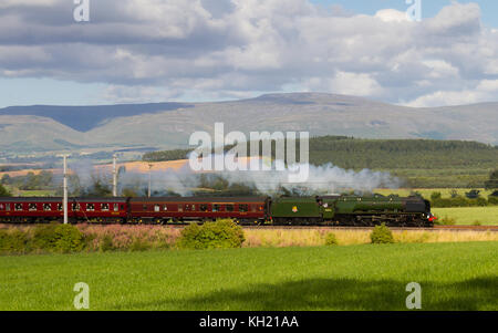 Locomotive à vapeur préservées de la duchesse de Sutherland est photographié à Clifton, en Angleterre le transport de la montagne de Cumbrie Express. Banque D'Images