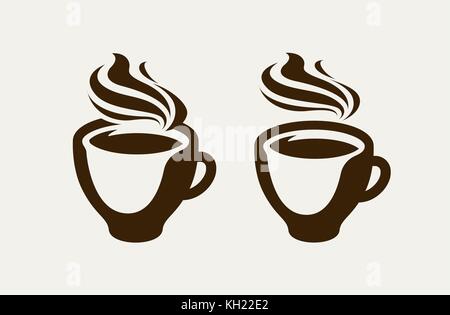 Café, café logo ou symbole. Tasse à café, espresso, icône de thé. Illustration vectorielle Illustration de Vecteur