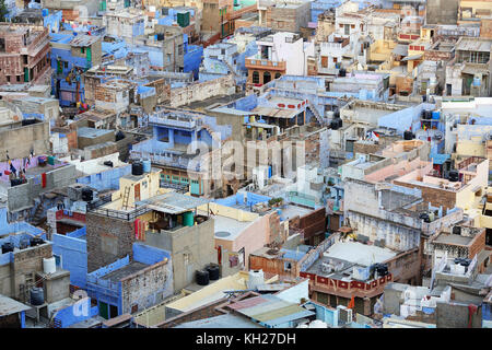 Vue aérienne de Jodhpur - bleu ville de fort Mehrangarh, Rajasthan, Inde. Banque D'Images