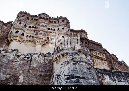 Détails de Mehrangarh Fort de Jodhpur, Rajasthan, Inde. Banque D'Images