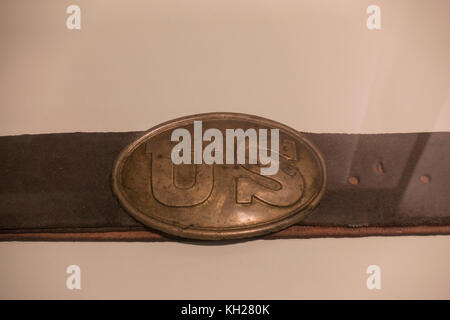 Une ceinture de taille de l'armée américaine et la plaque (ch. 1860), National Civil War Museum, Lincoln Circle, Harrisburg, PA, United States Banque D'Images