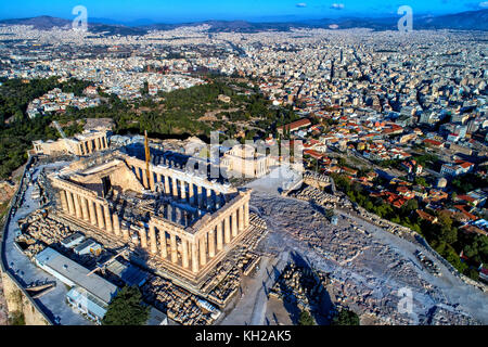 Vue aérienne de Parthénon et Acropole à Athènes, Grèce Banque D'Images