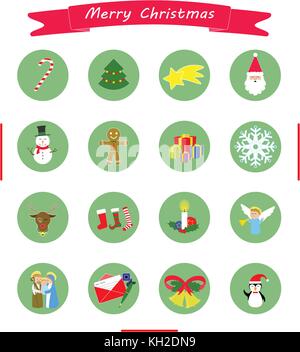 Collection d'icônes de Noël (bannière et 16 articles) Illustration de Vecteur