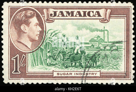 Jamaïque - circa 1981 : timbre imprimé en Jamaïque montre la Journée mondiale de l'alimentation, de l'industrie du sucre, vers 1981 Banque D'Images