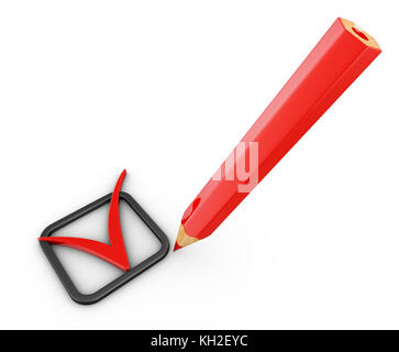 Crayon rouge et lourd. Le rendu 3d. Banque D'Images