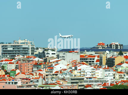Vue aérienne du centre-ville de Lisbonne. Banque D'Images
