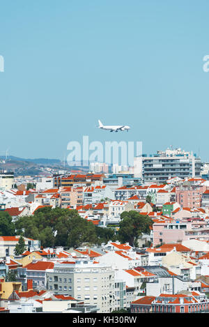 Vue aérienne du centre-ville de Lisbonne. Banque D'Images