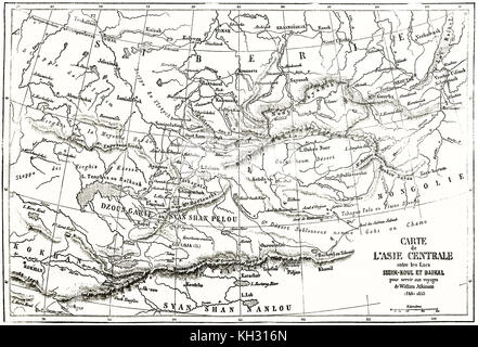 L'Asie centrale ancienne carte. Par Erhard et Bonaparte, publ. sur le Tour du Monde, Paris, 1863 Banque D'Images