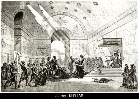 Ancien prisonnier juif illustration réalisée en face du roi d'Assyrie. Par Flandin, publ. sur le Tour du Monde, Paris, 1863 Banque D'Images