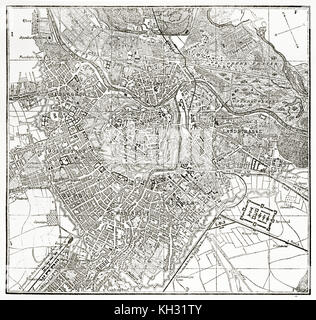 Ancien plan de Vienne. Par auteur non identifié, publ. sur le Tour du Monde, Paris, 1863 Banque D'Images