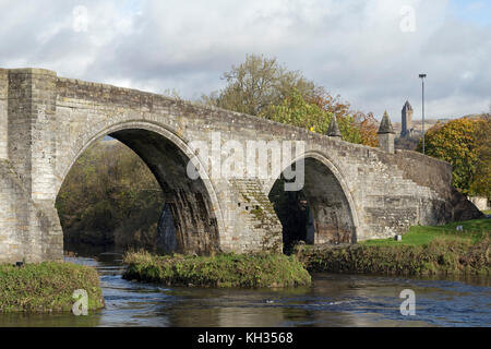 Stirling Bridge et Monument William Wallace, Stirling, Ecosse, Grande-Bretagne Banque D'Images