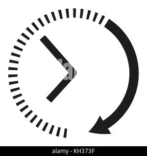 Icône de l'horloge. noir et blanc réveil flèches Illustration de Vecteur