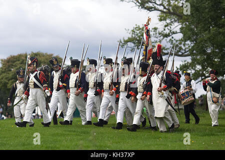 La guerre napoléonienne, re faite à Spetchley park Banque D'Images