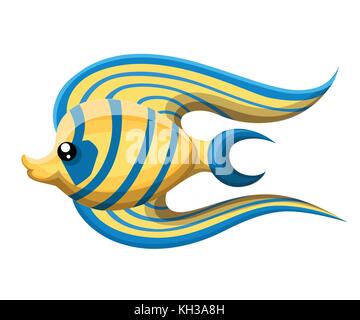 Les poissons de la rivière isolé de l'aquarium d'eau douce Poissons cartoon. variétés de poissons d'ornement couleur populaire. modèle plat poisson. vector illustration, poissons. Illustration de Vecteur