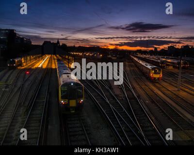 Les trains à l'arrêt pendant une grève des trains en Angleterre Banque D'Images