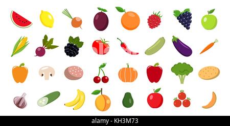 Ensemble de fruits et légumes Illustration de Vecteur