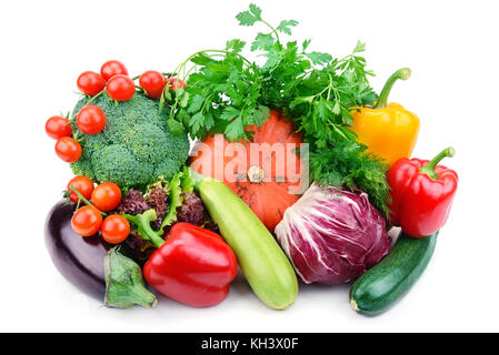 Les légumes ensemble isolé sur fond blanc Banque D'Images