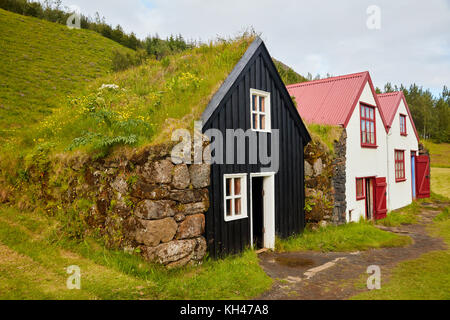 Vieux Farmhosuses islandais, Skoga, sud de l'Islande Banque D'Images