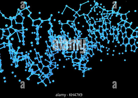 Smart healthcare sciences , technologie concept réseau neutre. Résumé de chimie atome bleu structure molécule ou biologie avec fond noir. 3d Banque D'Images