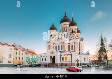 Tallinn, Estonie - décembre 3, 2016 : la cathédrale Alexandre Nevsky. célèbre cathédrale orthodoxe est le plus grand et le plus grandiose de Tallinn coupole cathédrale orthodoxe Banque D'Images