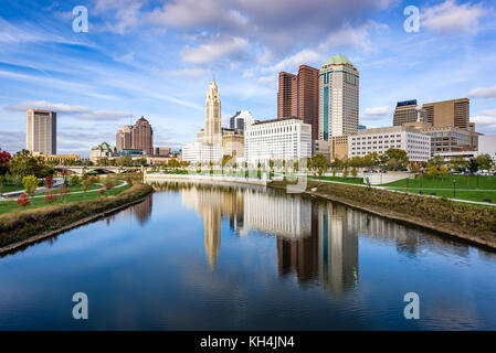 Columbus, Ohio, USA Skyline sur la rivière scioto. Banque D'Images