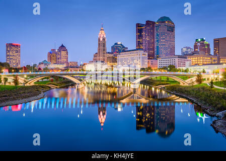 Columbus, Ohio, USA Skyline sur la rivière scioto. Banque D'Images