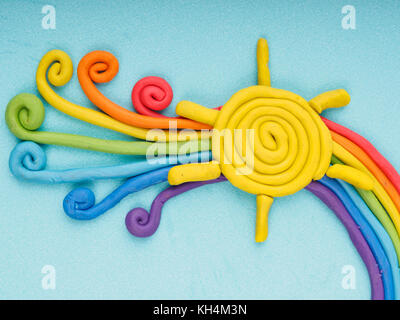 Créer un arc-en-ciel à partir de la pâte à modeler Banque D'Images