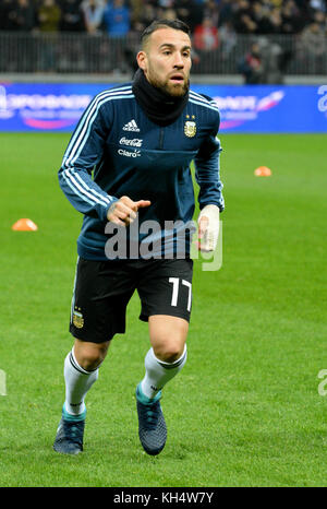 Moscou, Russie - le 11 novembre 2017. Centre national argentin-retour Nicolas Otamendi avant match amical Russie contre l'Argentine à Luzhnik Banque D'Images