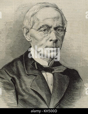 Juan Eugenio Hartzenbusch (1806-1880). Dramaturge espagnol. Il a été le directeur de la Bibliothèque nationale d'Espagne jusqu'à sa retraite en 1875. Portrait. La gravure. Banque D'Images
