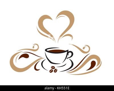 Tasse à café élégant art ligne illustration isolé sur fond blanc Illustration de Vecteur