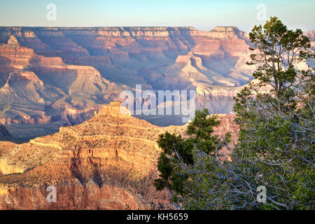 L'affluent et de Cedar Ridge canyons dans le Grand Canyon à la fin-lumière du jour au début du printemps. Banque D'Images