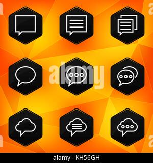 Bulle hexagonale. icons set sur fond orange résumé. vector illustration en eps10 Illustration de Vecteur