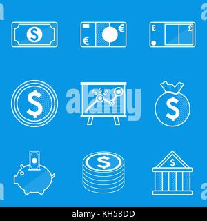 Blueprint icon set. L'argent. vector illustration en eps10 Illustration de Vecteur