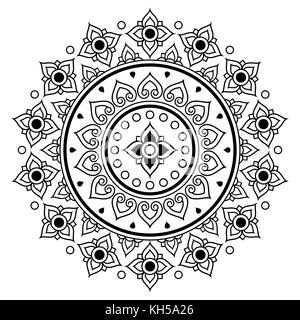 Vector design thaï mandala floral motif rond, inspiré par l'art populaire de traiditonal bohemianm - Thaïlande, style Boho Illustration de Vecteur