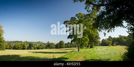 Royaume-uni, Angleterre, Saffron Walden, Essex, Audley Fin Immobilier Safran, chemin du sentier à partir de la ville d'Audley End House, vue panoramique Banque D'Images