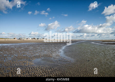 Les vasières ridée à Camber Sands Beach dans l'East Sussex à marée basse Banque D'Images