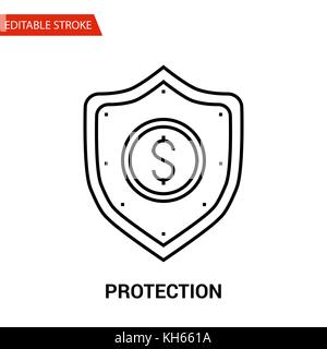 L'icône de protection. Fine ligne Vector Illustration - ajuster l'épaisseur du trait - Étendre à n'importe quelle taille - Changement facile - Couleur - Course éditable parfait Pixel Illustration de Vecteur