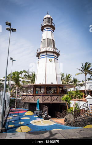 Leuchtturm à Puerto Del Carmen, Lanzarote, Îles Canaries Banque D'Images