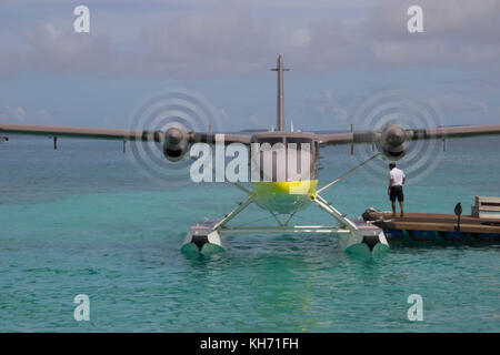 Cheval Blanc' Airways DHC-6 Twin Otter hydravion avion à Randheli island, Maldives Banque D'Images