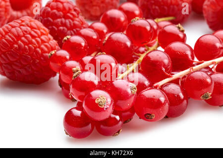 Organic bouquet de groseille rouge et de framboises en close-up Banque D'Images
