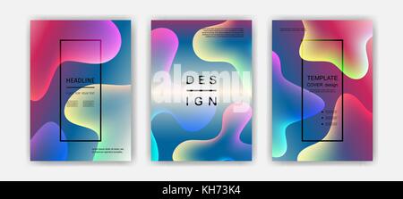 Couvercles de couleur liquide coloré. jeu bubble de formes avec des gradients. design tendance. Illustration de Vecteur