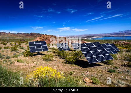 Un panneau solaire arry dans nevada au large du lac Mead Banque D'Images