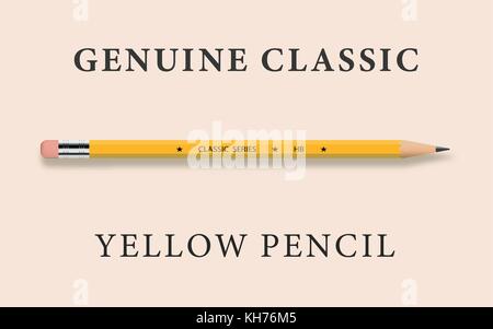 Jaune Classique crayon avec embout gomme rose Illustration de Vecteur