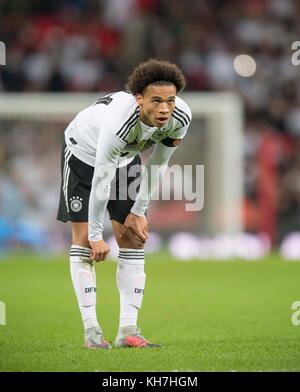 Londres, Grossbritannien. 10 novembre 2017. Leroy SANE (GER) Fussball Laenderspiel, Freundschaftsspiel, Angleterre (ENG) - Allemagne (GER) 0:0, AM 10.11.2017 in London/ Grossbritannien. |utilisation dans le monde entier crédit : dpa/Alamy Live News Banque D'Images