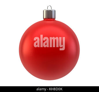 Isolé sur blanc le rendu 3d red Christmas ball Banque D'Images