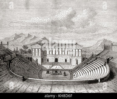 Le théâtre grec ancien à Segesta, Sicile, Italie. Extrait de l'Histoire illustrée du monde de Ward and Lock, publié vers 1882. Banque D'Images