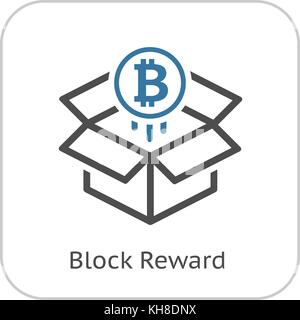Bloc de Bitcoin Récompenser l'icône. Illustration de Vecteur