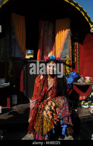 Camp de gitans, Saint Marie de la mer, 2017, France Banque D'Images