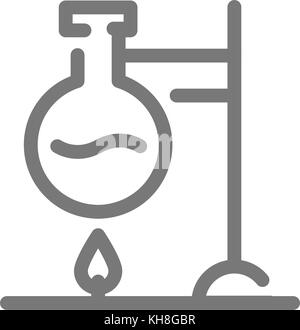 L'icône de la ligne de réaction chimique simple ballon. sur le feu symbole et signe vector illustration design. isolé sur fond blanc Illustration de Vecteur
