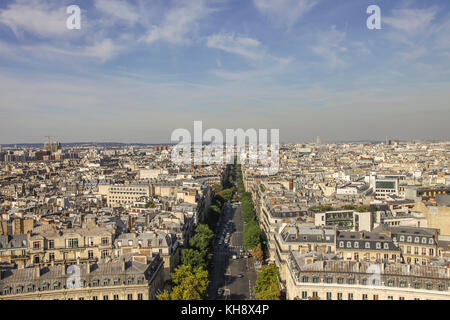 Vue sur paris de l'arc de triomphe Banque D'Images